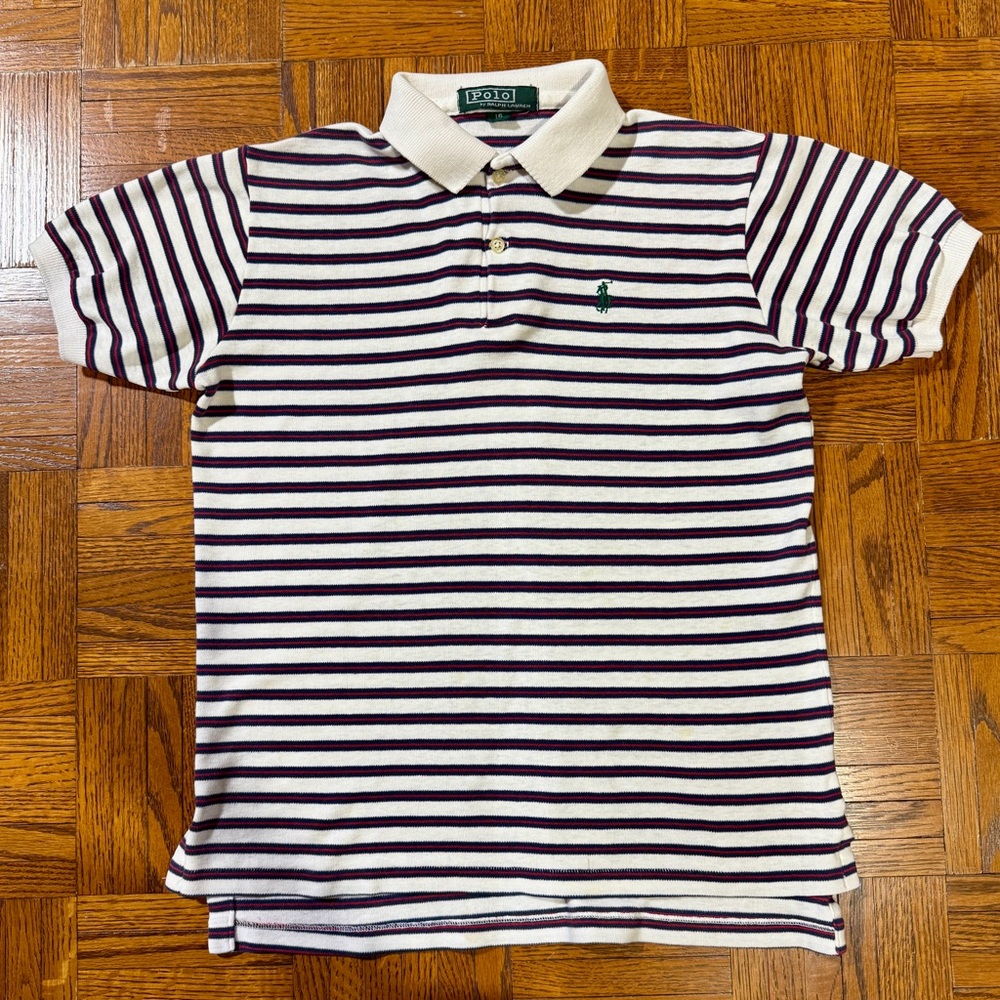 Ralph Lauren Navy and White Striped Polo
